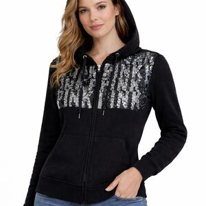 Y2K PINK Victoria's Secret Black Sequin vintage Hoodie